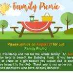 Don't forget the Family Picnic this Saturday! Lots of goodies and fun for the wh...
