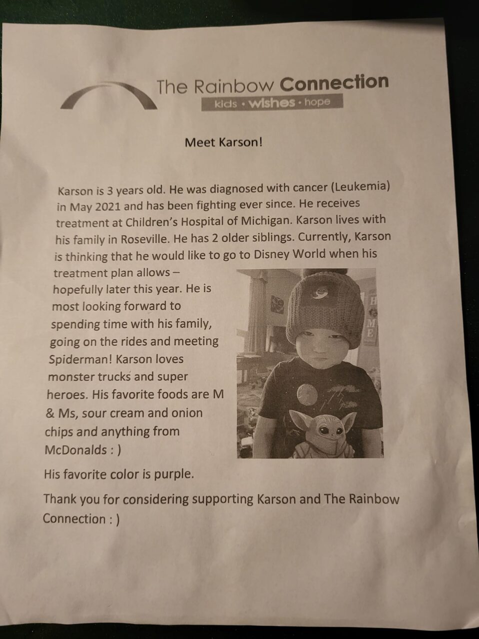 Let's show our support.
Come one come all. Show your support for the need. When ...